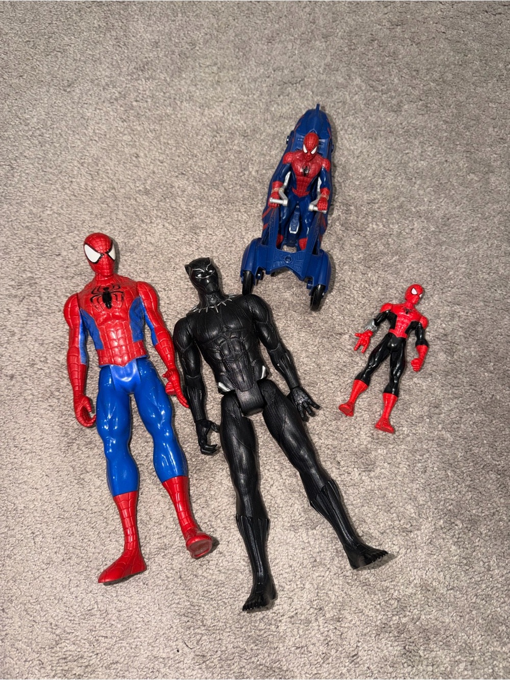 Marvel Spider-Man & Black Panther Action Figure Lot – 4 Figures + Vehicle
